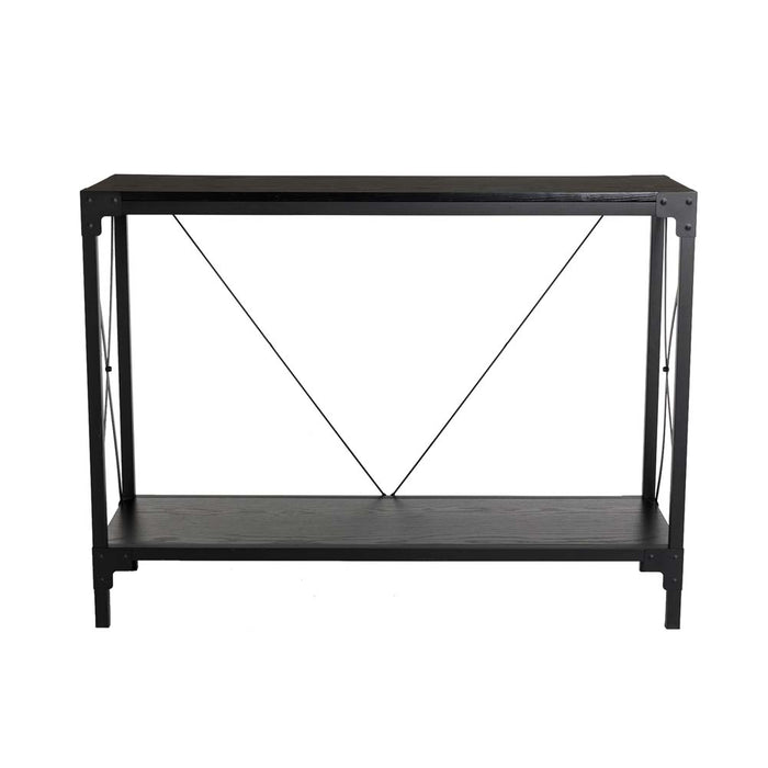 43.25"L Modern Industrial Black Wood/Metal Console Table