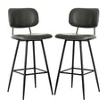 43"H Grey PU Leather Bar Stool with Back, Set of 2