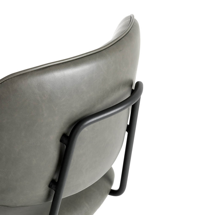 43"H Grey PU Leather Bar Stool with Back, Set of 2