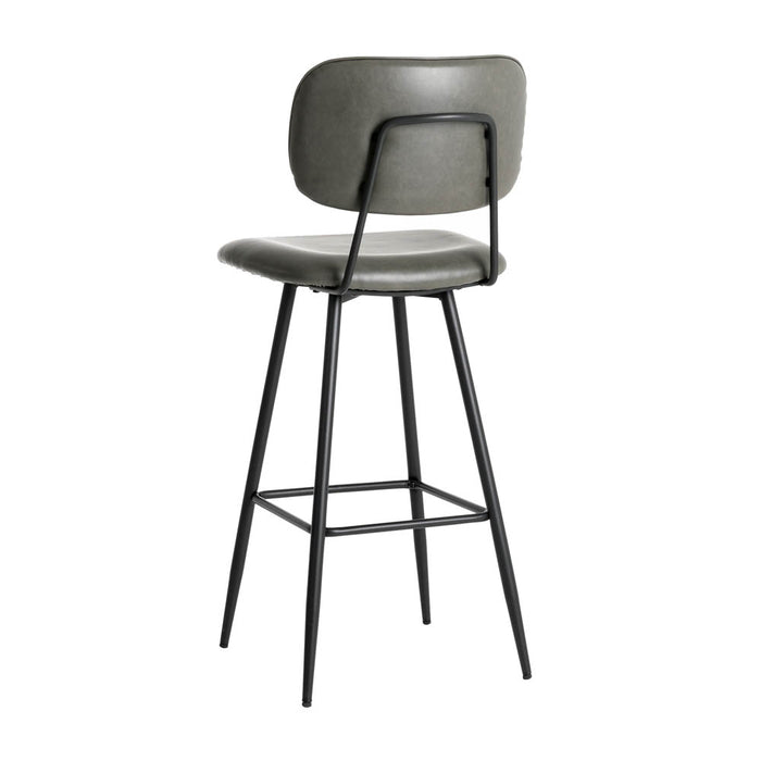 43"H Grey PU Leather Bar Stool with Back, Set of 2