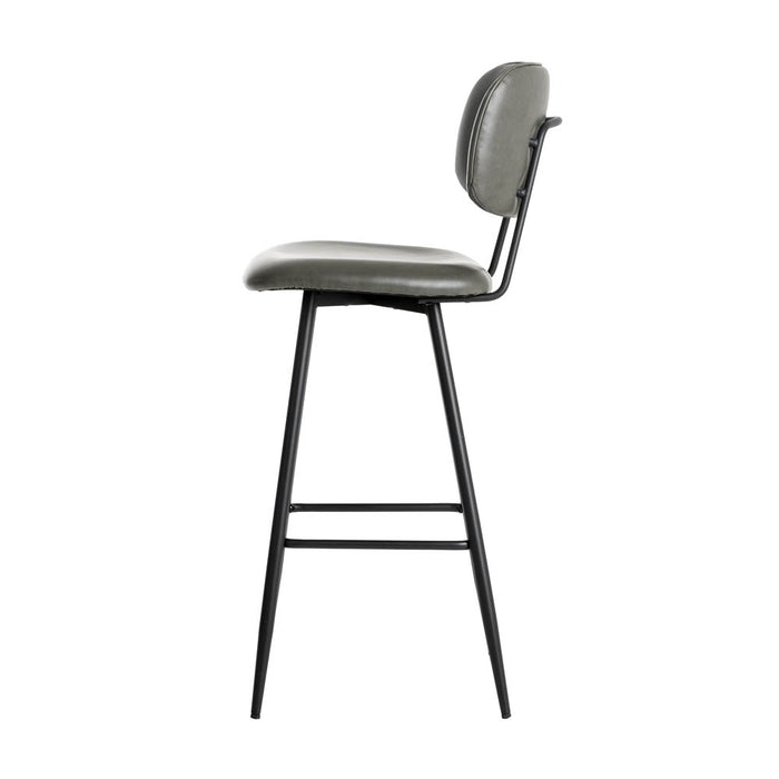 43"H Grey PU Leather Bar Stool with Back, Set of 2