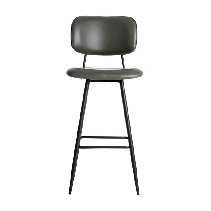 43"H Grey PU Leather Bar Stool with Back, Set of 2
