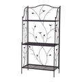 44.75"H Rectangular 3-Tiered Black Metal Shelf Plant Stand