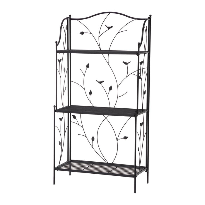 44.75"H Rectangular 3-Tiered Black Metal Shelf Plant Stand