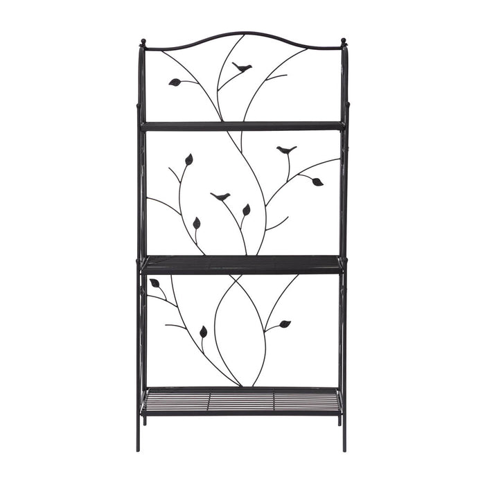 44.75"H Rectangular 3-Tiered Black Metal Shelf Plant Stand