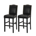 45.00"H Black Leatherette High-Back Barchair with Studded Decoration, Set of 2