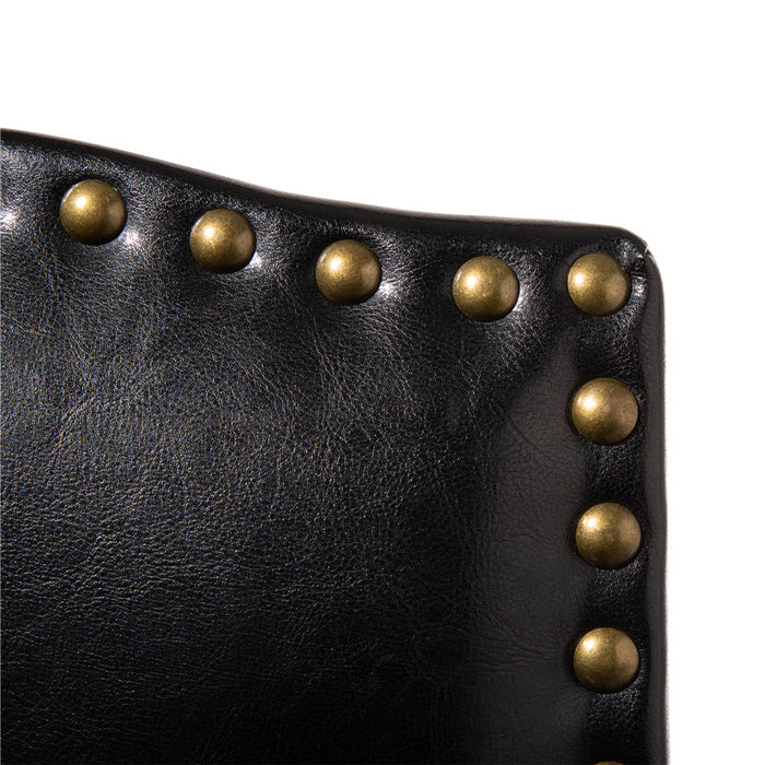 45.00"H Black Leatherette High-Back Barchair with Studded Decoration, Set of 2