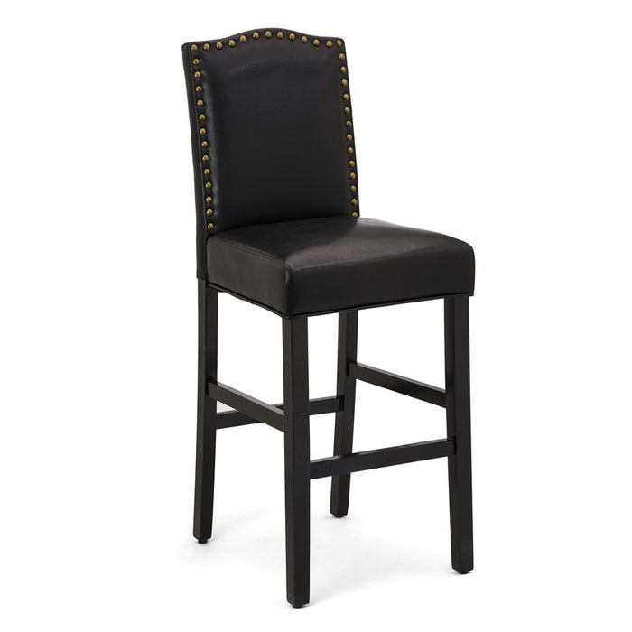 45.00"H Black Leatherette High-Back Barchair with Studded Decoration, Set of 2