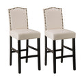 45"H Cream White Leatherette High-Back Barchair with Studded Decoration, Set of 2