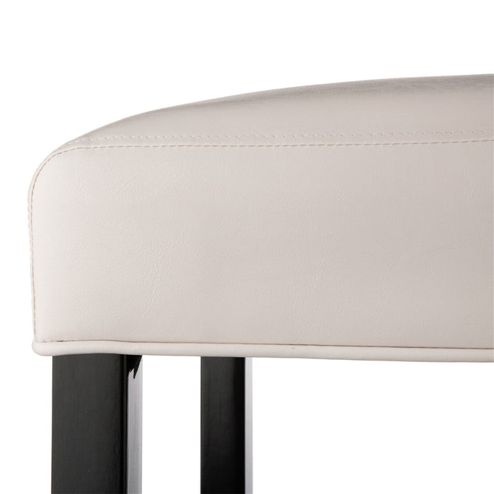 45"H Cream White Leatherette High-Back Barchair with Studded Decoration, Set of 2