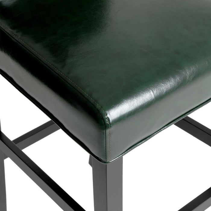 45"H Hunter Green PU Leather Upholstered Bar Chair with Studded Decor, Set of 2