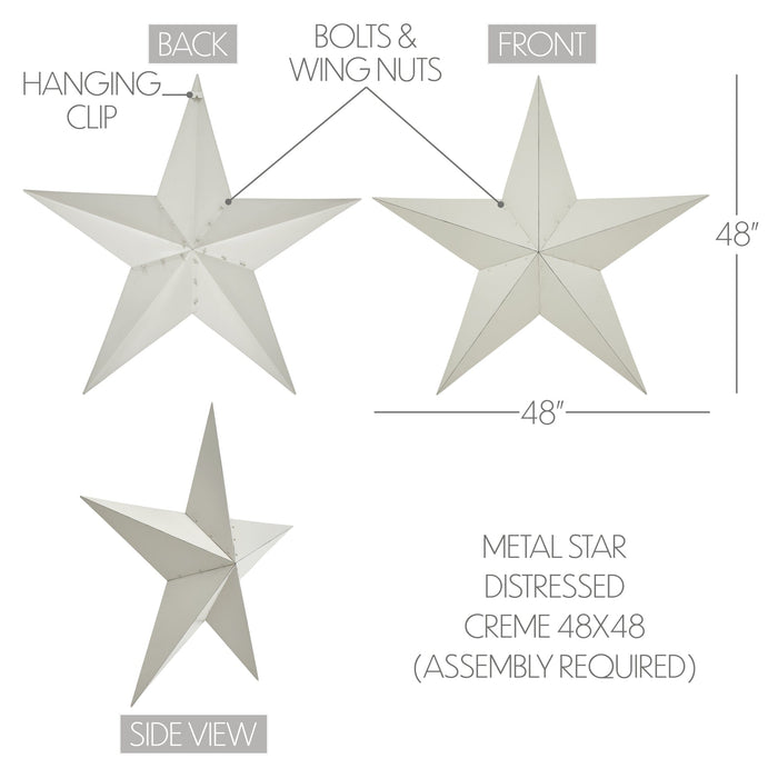 48" Satin Creme Metal Barn Star - Primitive Star Quilt Shop