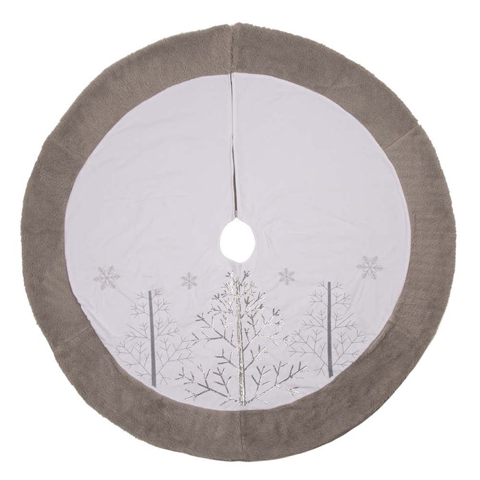 48"D White Fleece Christmas Tree Skirt