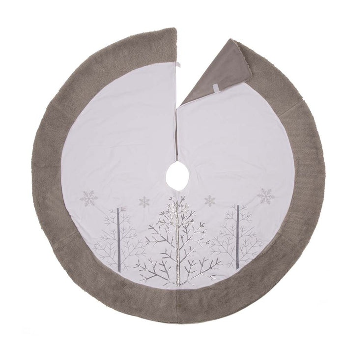 48"D White Fleece Christmas Tree Skirt