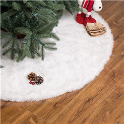48"D White Plush Christmas Tree Skirt