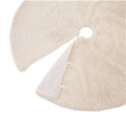 48"D White Plush Christmas Tree Skirt