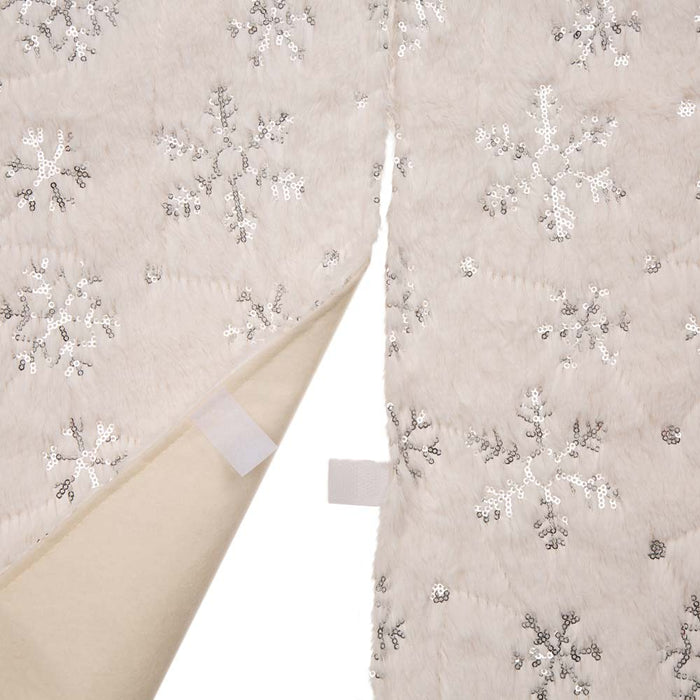 48"D White Plush with Snowflake Christmas Tree Skirt
