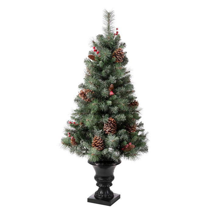 4ft Flocked Artificial Christmas Tree With 100 Warm White Light, Set of 2