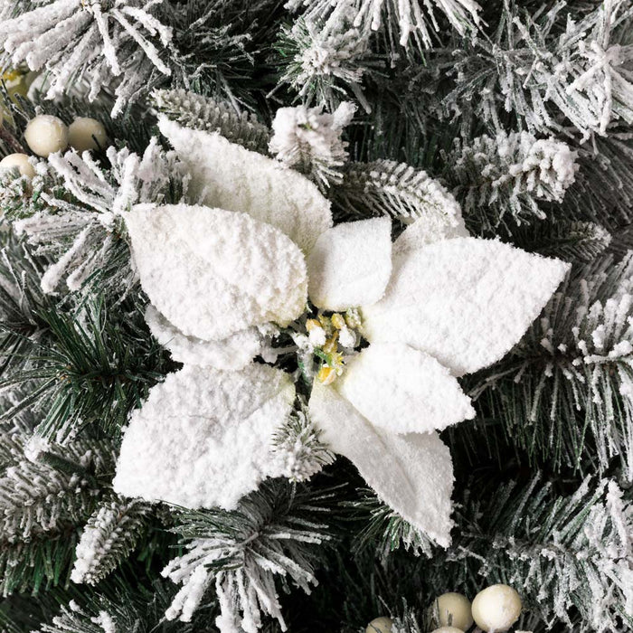 4ft Pre-Lit Pine Artificial Christmas Porch Tree with 100 Warm White Lights and Poinsettias