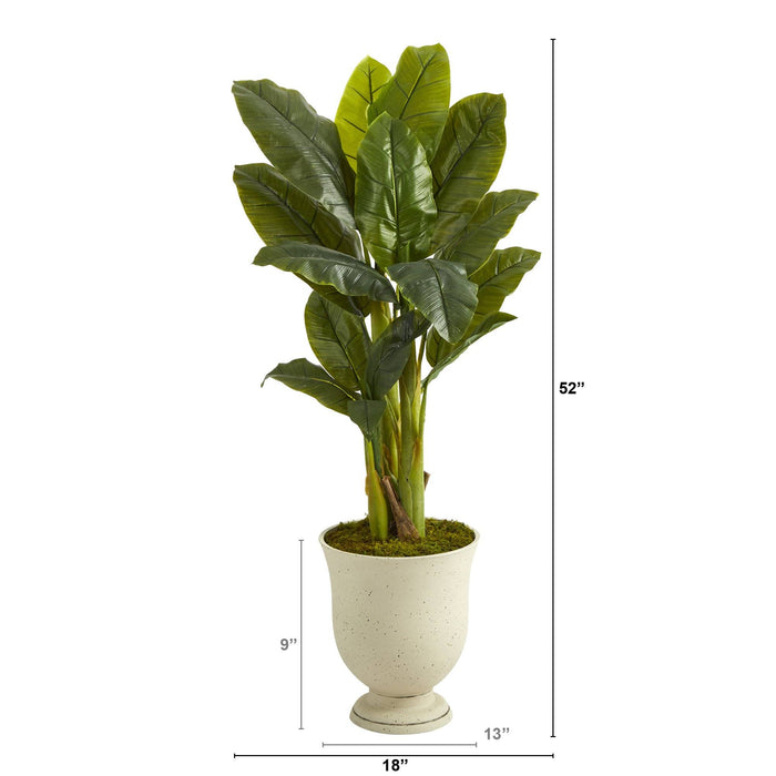 52” Triple Stalk Banana Artificial Tree in Decorative Urn (Real Touch)