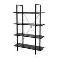 55"H Modern Industrial Black Wood/Metal 4-Tier Bookcases & Shelves