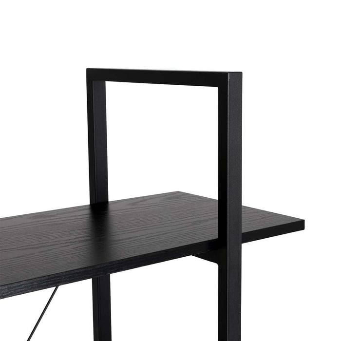 55"H Modern Industrial Black Wood/Metal 4-Tier Bookcases & Shelves