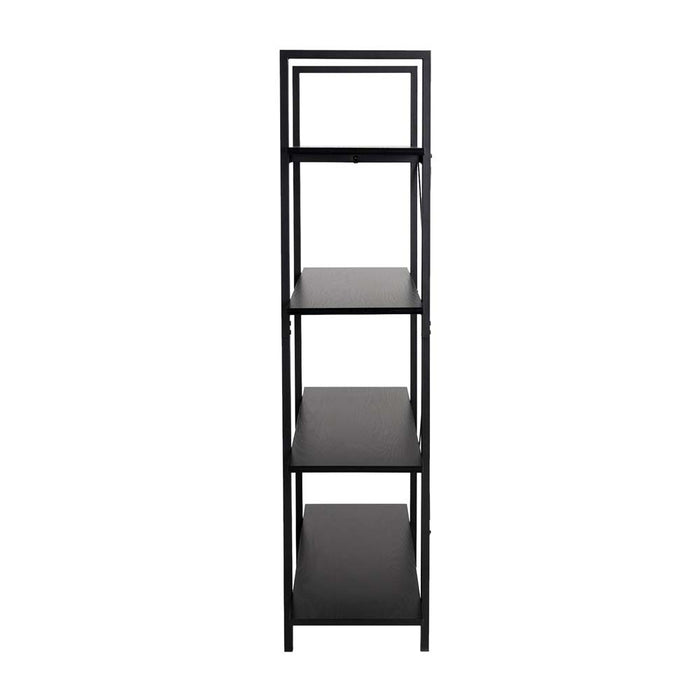 55"H Modern Industrial Black Wood/Metal 4-Tier Bookcases & Shelves