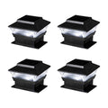 5.75"L 4 Pack Black Solar Powered LED Fence Post Cap Lights