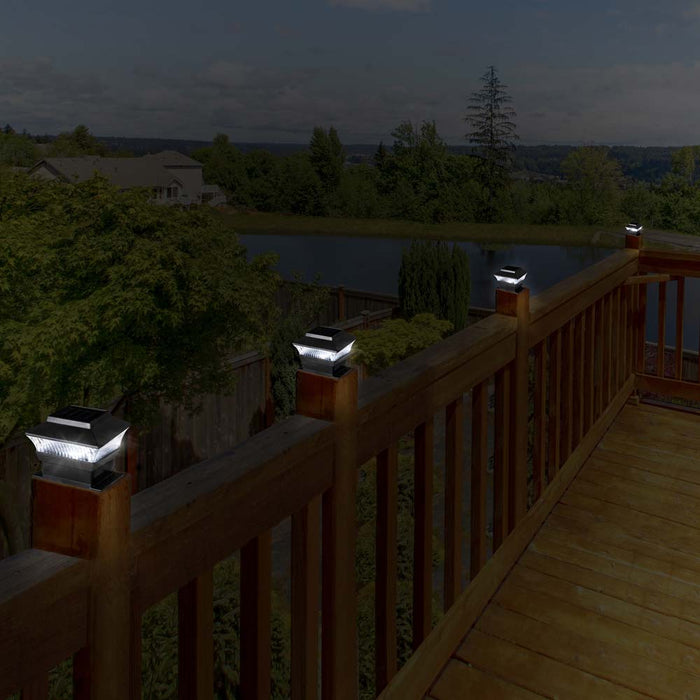 5.75"L 4 Pack Black Solar Powered LED Fence Post Cap Lights