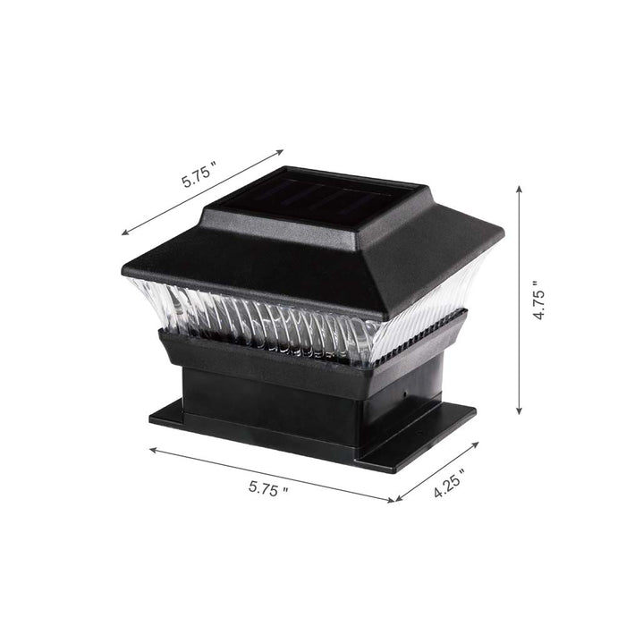 5.75"L 4 Pack Black Solar Powered LED Fence Post Cap Lights