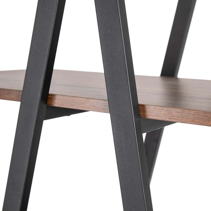 64.57"H Brown Metal/Wooden 4-Tier Bookcases and Ladder Shelf