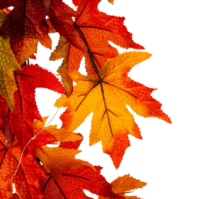 72"L Fall Lighted Maple Leaves Garland