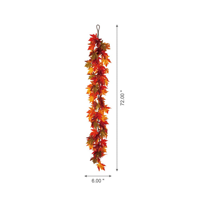 72"L Fall Lighted Maple Leaves Garland