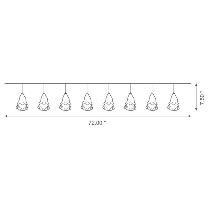 72"L Metal Christmas Gnome Garland