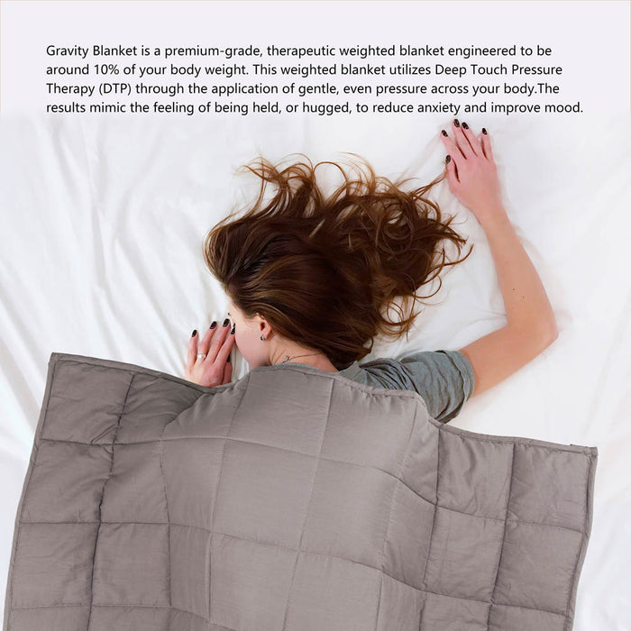 72"L*48"W Cotton Shell Quilted Weighted Blanket With Polyester Filling - Gray 12lbs