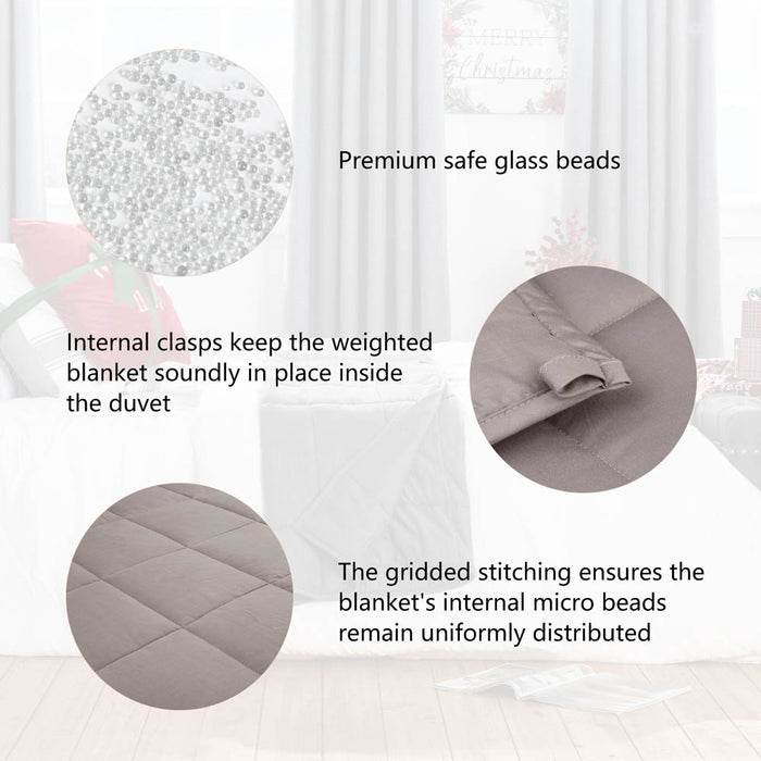 72"L*48"W Cotton Shell Quilted Weighted Blanket With Polyester Filling - Gray 12lbs