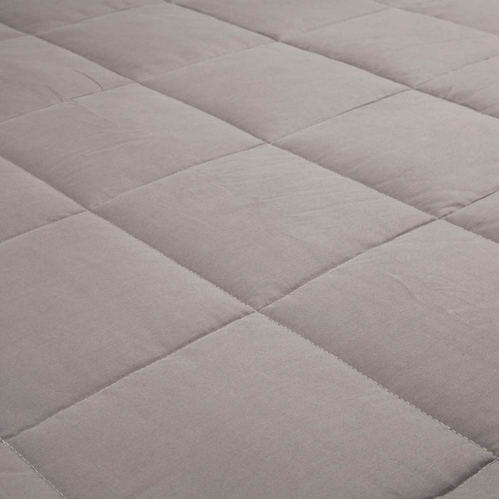 72"L*48"W Cotton Shell Quilted Weighted Blanket With Polyester Filling - Gray 12lbs