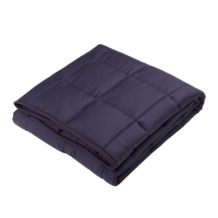 72"L*48"W Cotton Shell Quilted Weighted Blanket With Polyester Filling - Navy Blue 12lbs