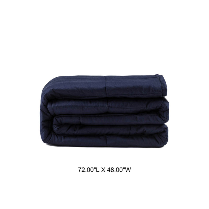 72"L*48"W Cotton Shell Quilted Weighted Blanket With Polyester Filling - Navy Blue 12lbs
