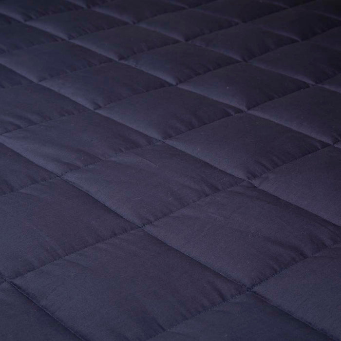 72"L*48"W Cotton Shell Quilted Weighted Blanket With Polyester Filling - Navy Blue 12lbs