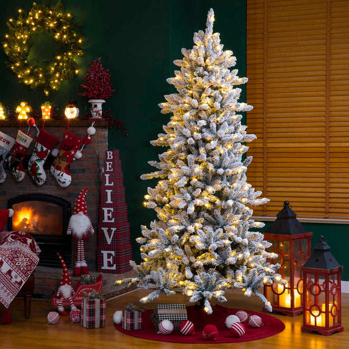 7.5ft Pre-Lit Snow Flocked Fir Christmas Tree with 400 Warm White Lights