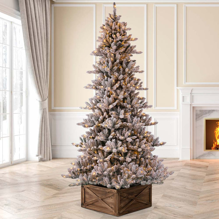 7.5ft Pre-Lit Snow Flocked Fir Christmas Tree with 400 Warm White Lights