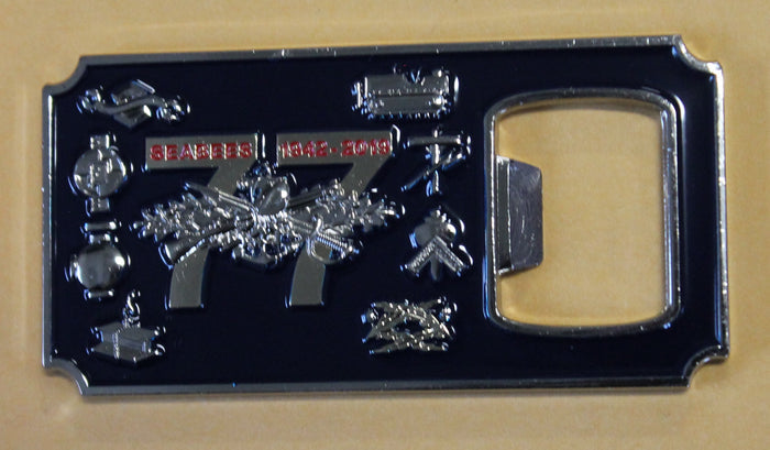 77th Anniversary 1942-2019 Seabees / CBs Can Do Navy Challenge Coin / Bottle Opener