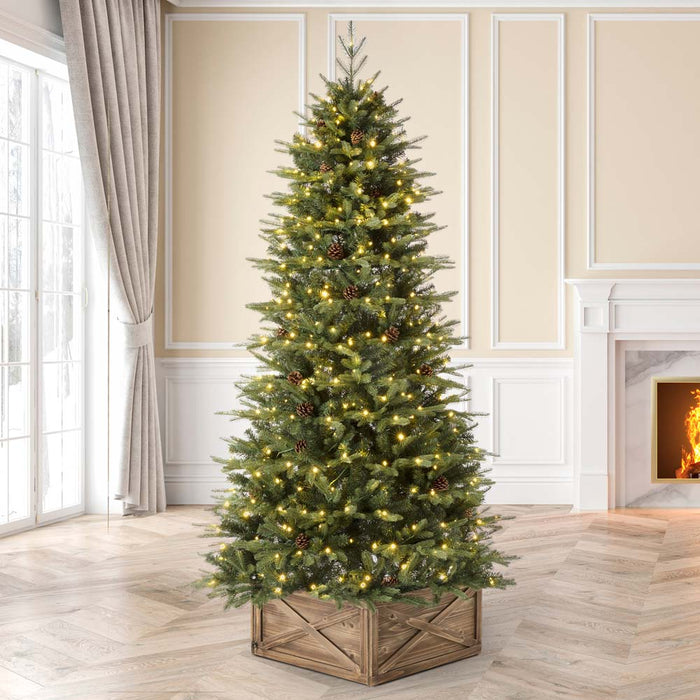 7ft Pre-Lit Green Fir Artificial Christmas Tree with 500 LED Lights