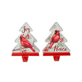7"H Wooden Christmas Cardinal Stocking Holders, Set of 2