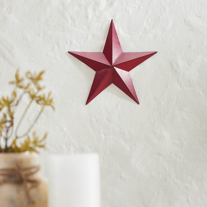 8" Satin Burgundy Metal Barn Star - Primitive Star Quilt Shop