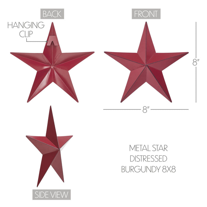 8" Satin Burgundy Metal Barn Star - Primitive Star Quilt Shop