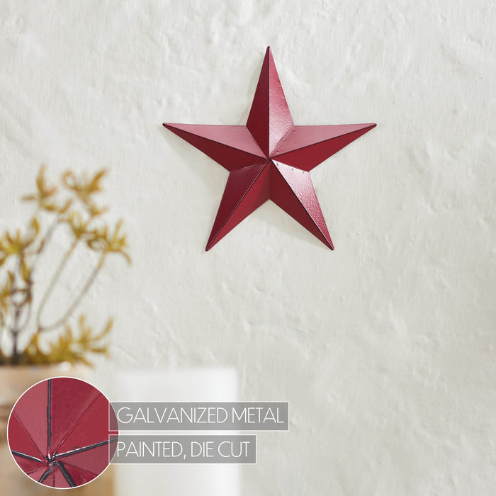 8" Satin Burgundy Metal Barn Star - Primitive Star Quilt Shop