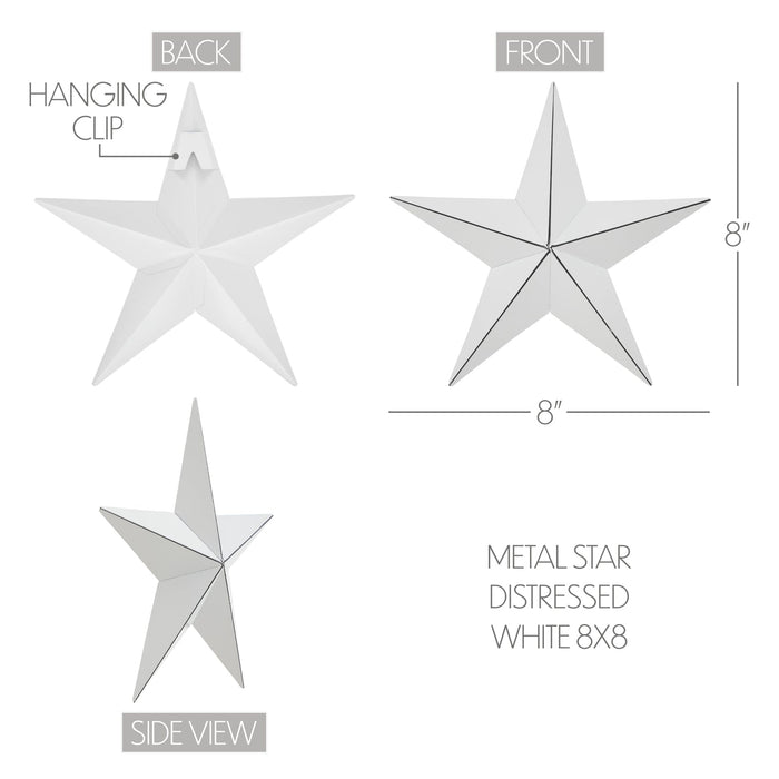 8" Satin White Metal Barn Star - Primitive Star Quilt Shop