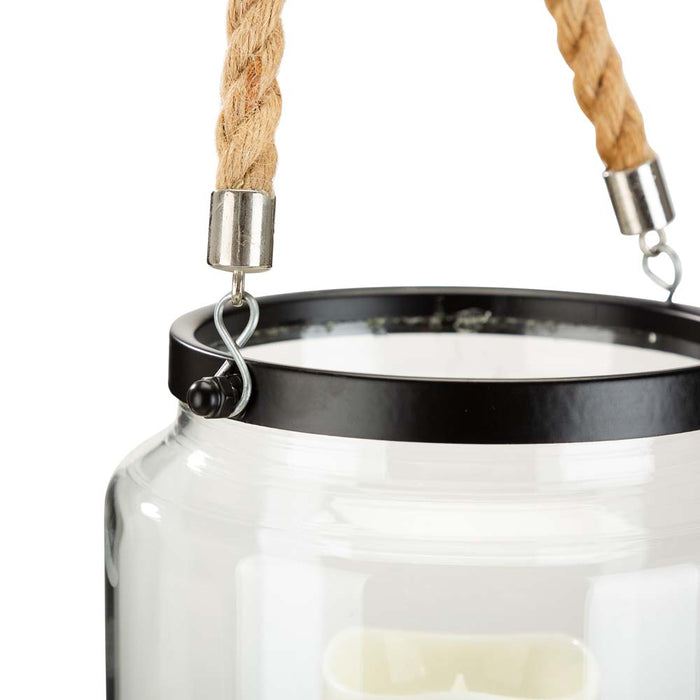 8.5"H Christmas Greenery Glass Lantern